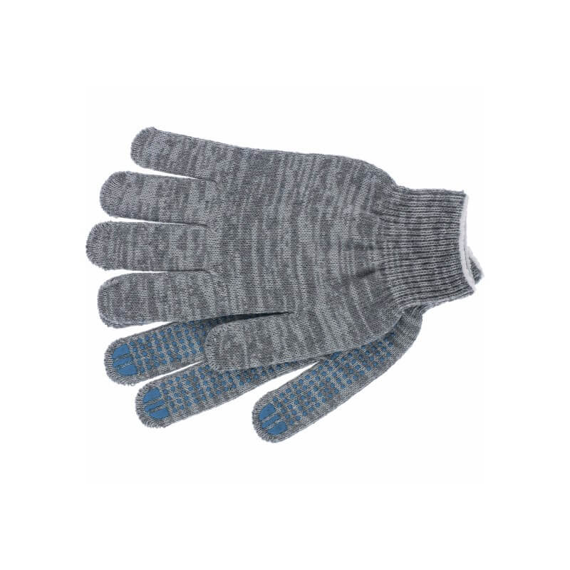 Трикотажные перчатки ПВХ-покрытие Точка серый меланж 10 класс