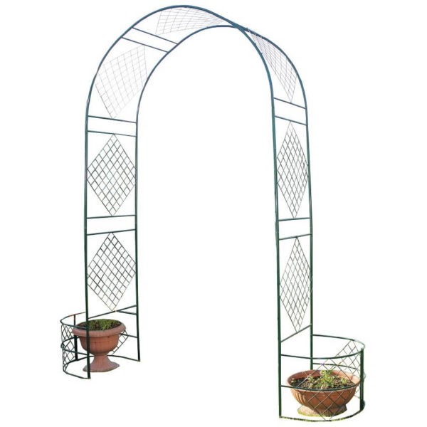 арка садовая сетка ромб с клумбами